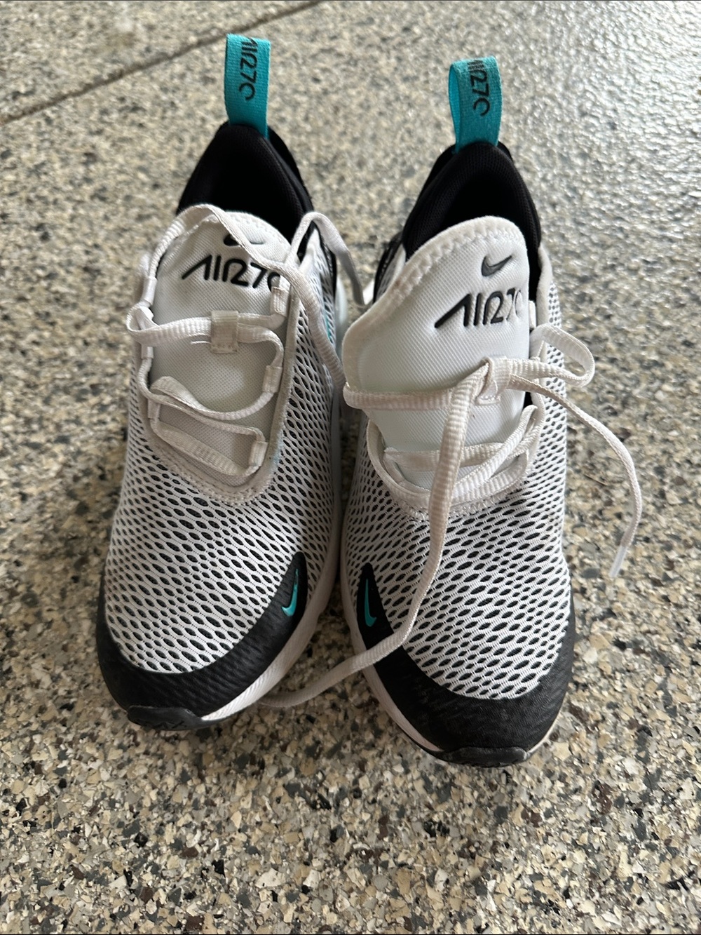 Nike Jordan Kids White and Black Sneakers with Teal Accents